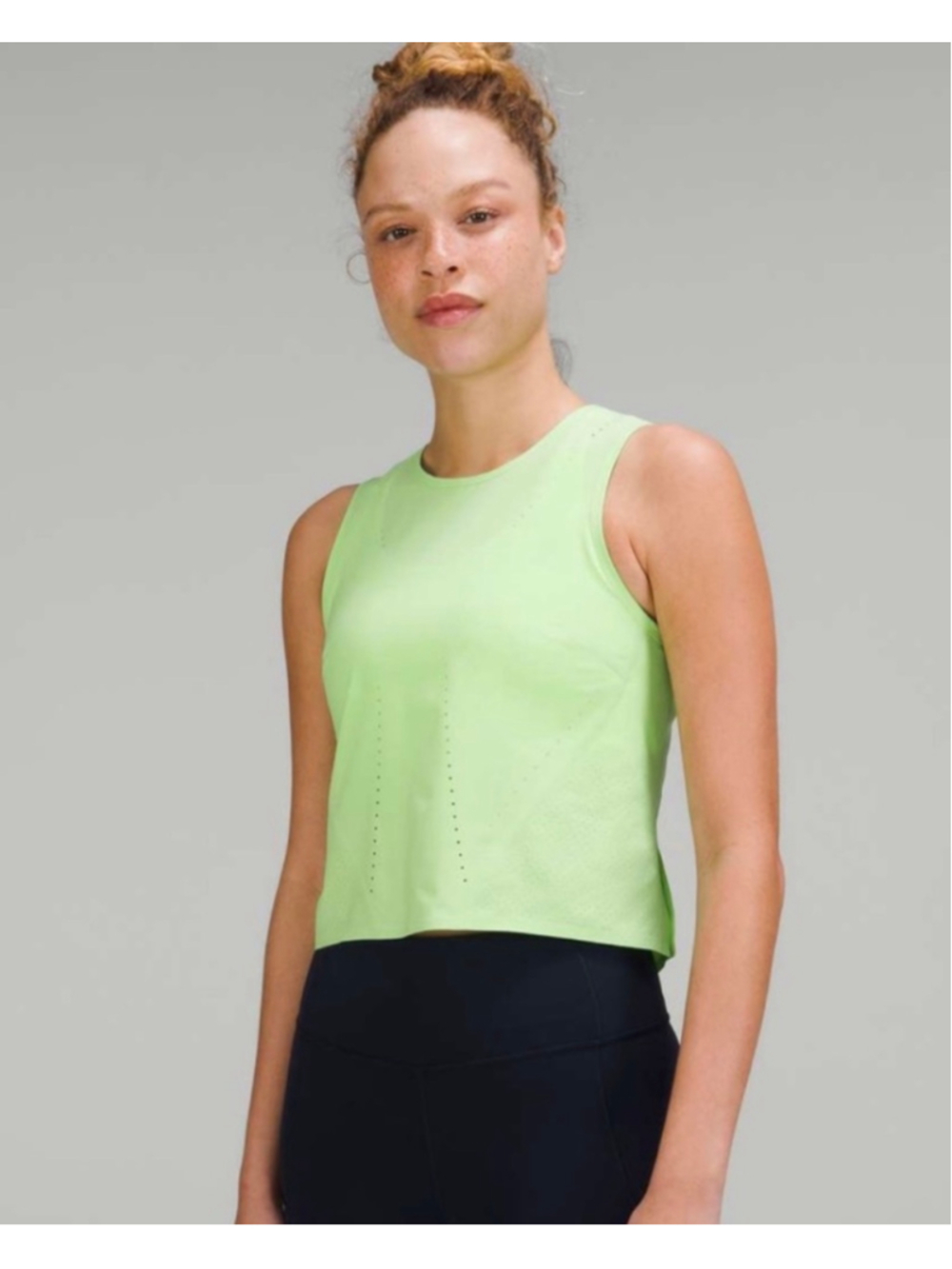 Women's Lululemon Swift Ventilated Running Tank Top Size 12 Green